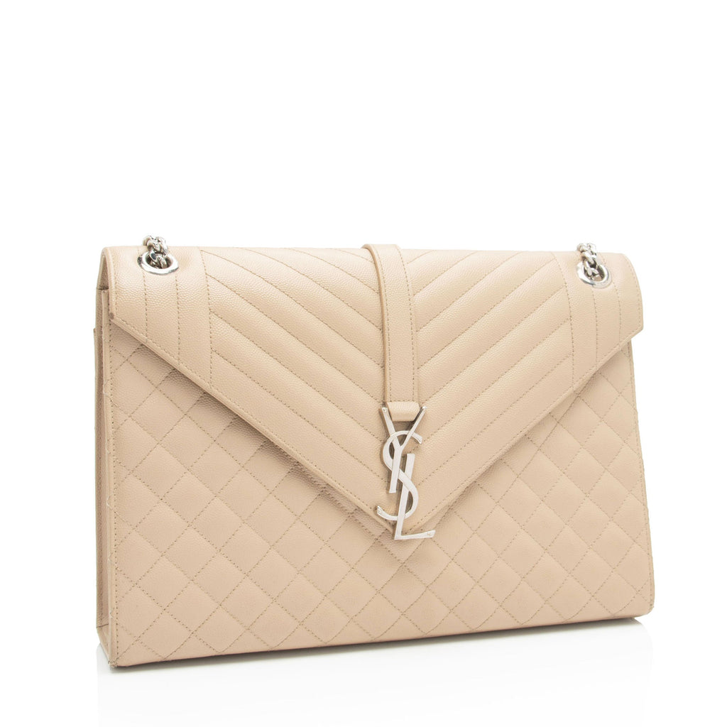 Saint Laurent Mixed Matelasse Grain de Poudre Monogram Large Shoulder Bag