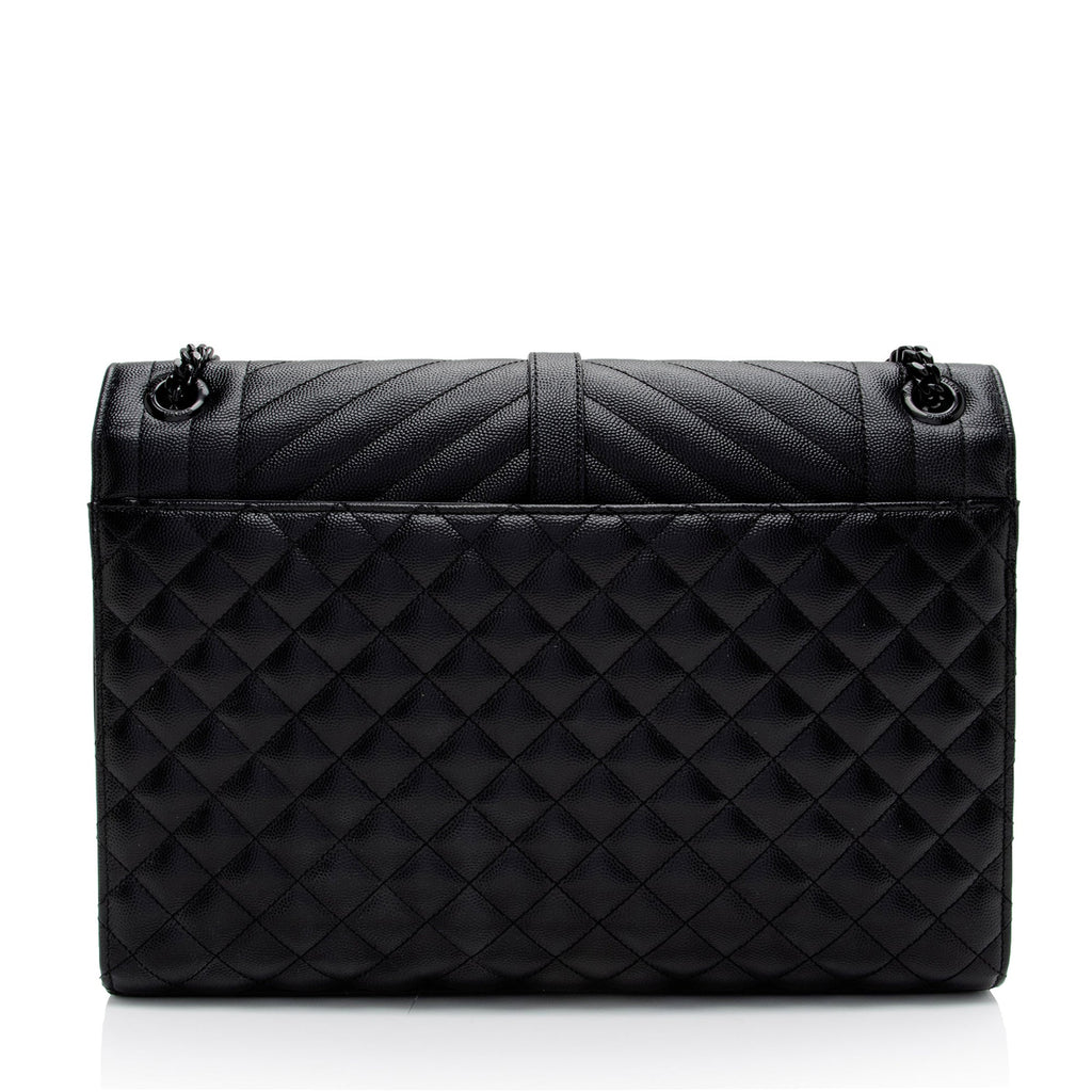 Saint Laurent Mixed Matelasse Grain de Poudre Monogram Large Envelope Bag (SHF-DiLXbz)