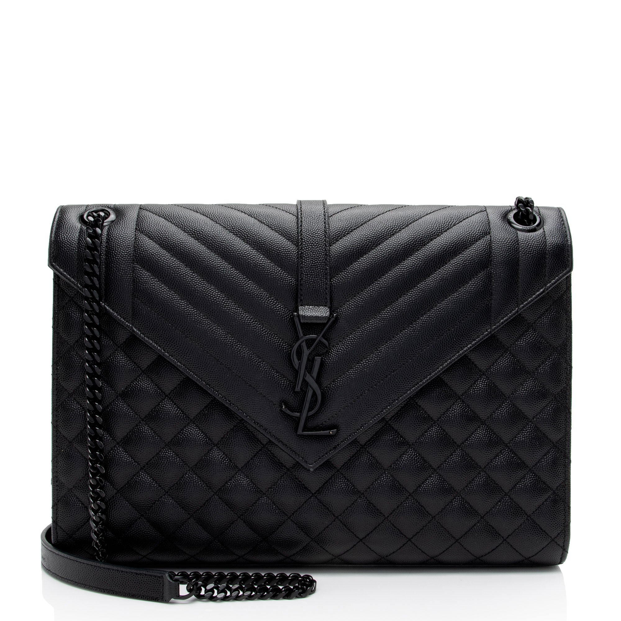 Saint Laurent Mixed Matelasse Grain de Poudre Monogram Large Envelope Bag (SHF-DiLXbz)