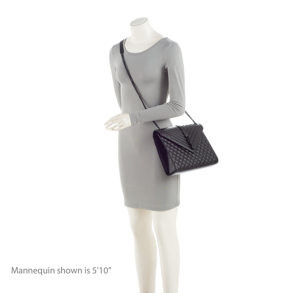 Saint Laurent Mixed Matelasse Grain de Poudre Monogram Large Envelope Bag (SHF-DiLXbz)