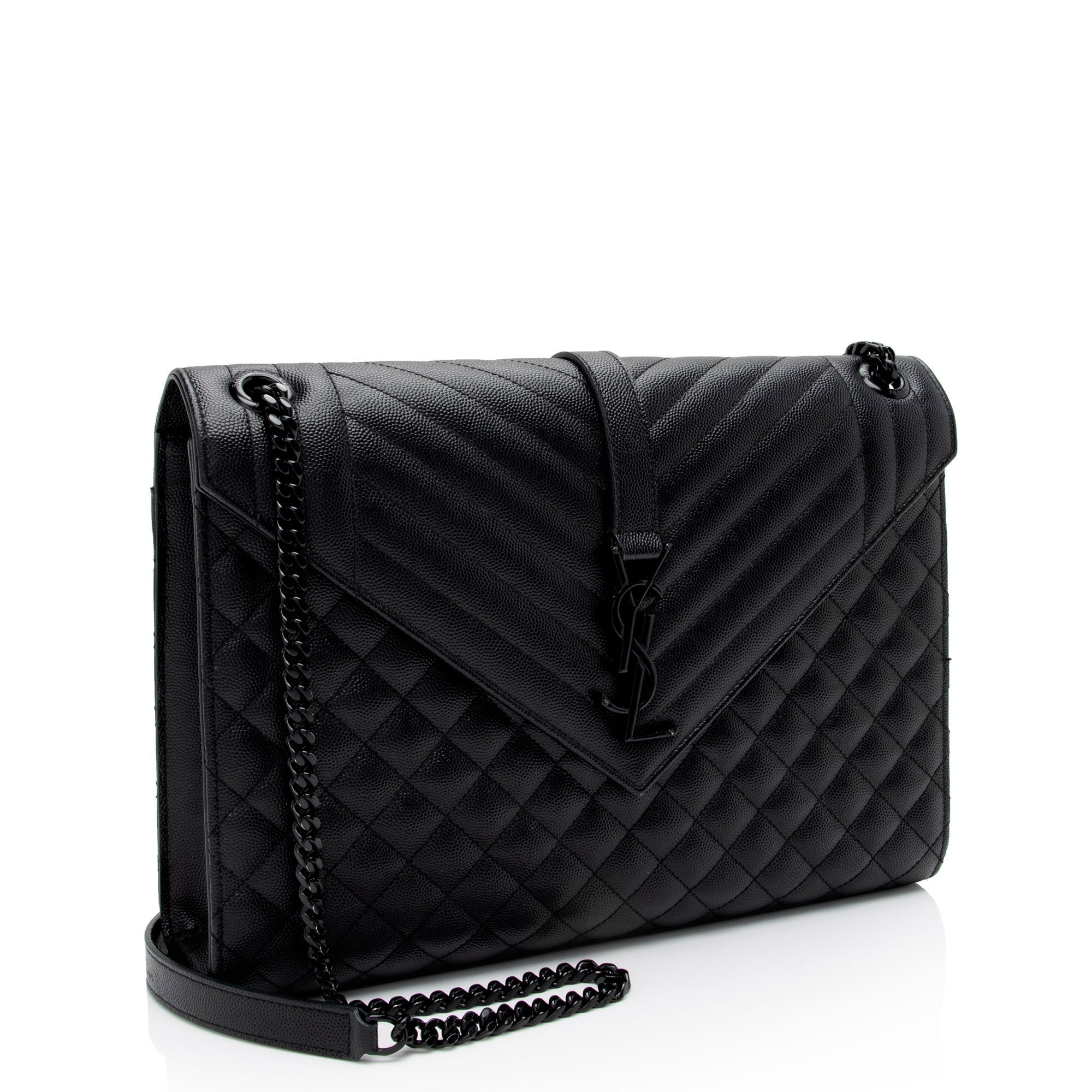 Saint Laurent Mixed Matelasse Grain de Poudre Monogram Large Envelope Bag (SHF-DiLXbz)