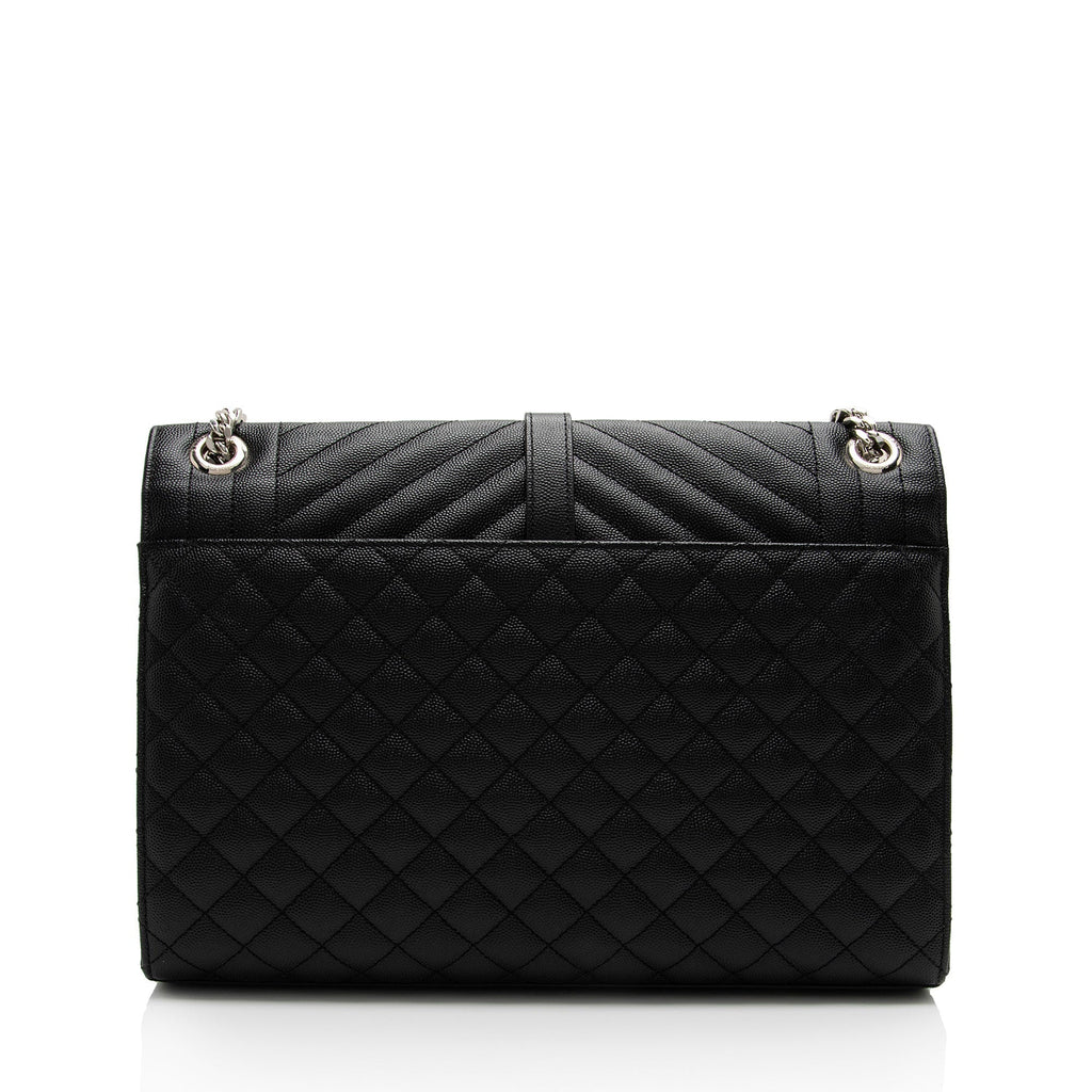 Saint Laurent Mixed Matelasse Grain de Poudre Monogram Large Envelope Bag (SHF-DrXuU1)