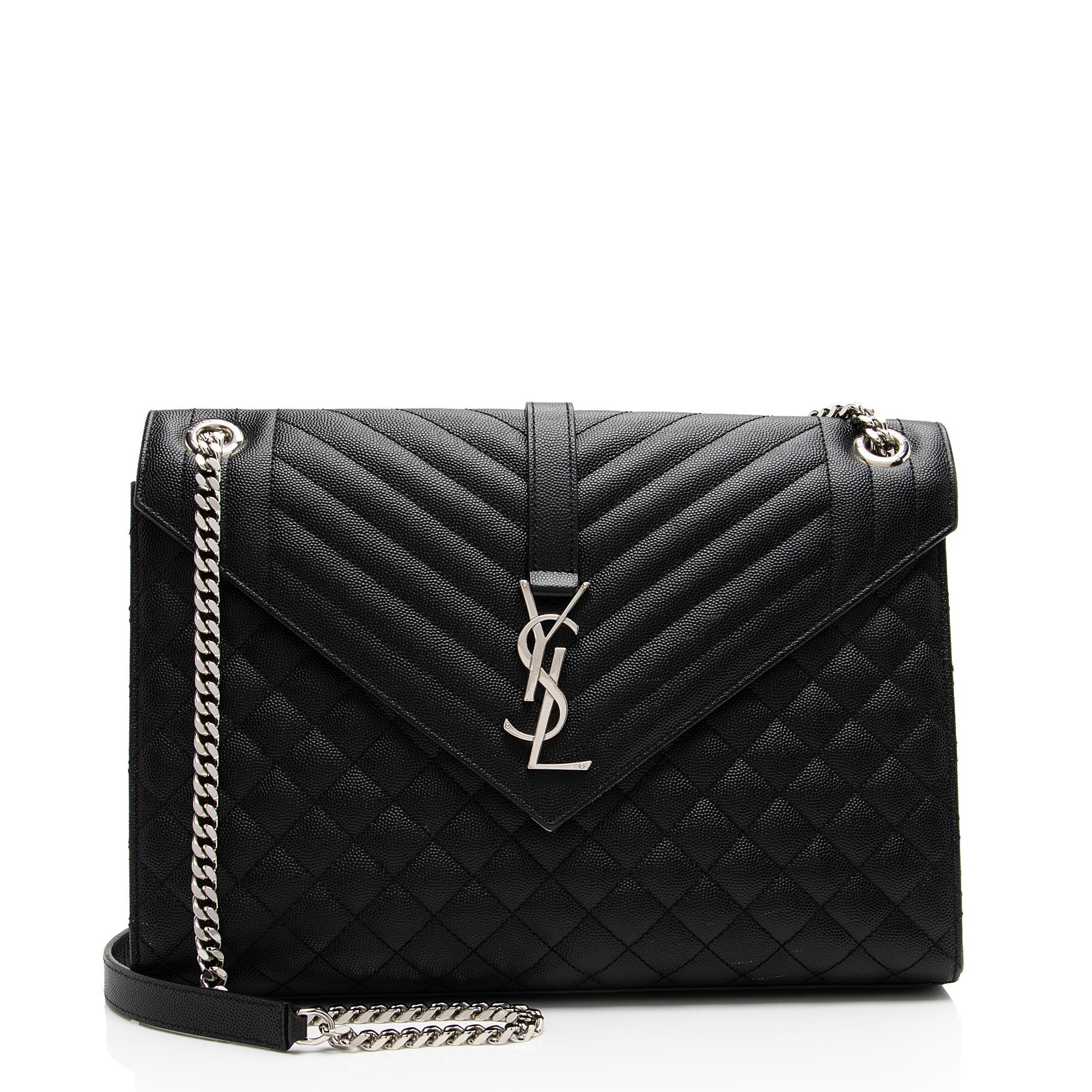 Saint Laurent Mixed Matelasse Grain de Poudre Monogram Large Envelope Bag (SHF-DrXuU1)