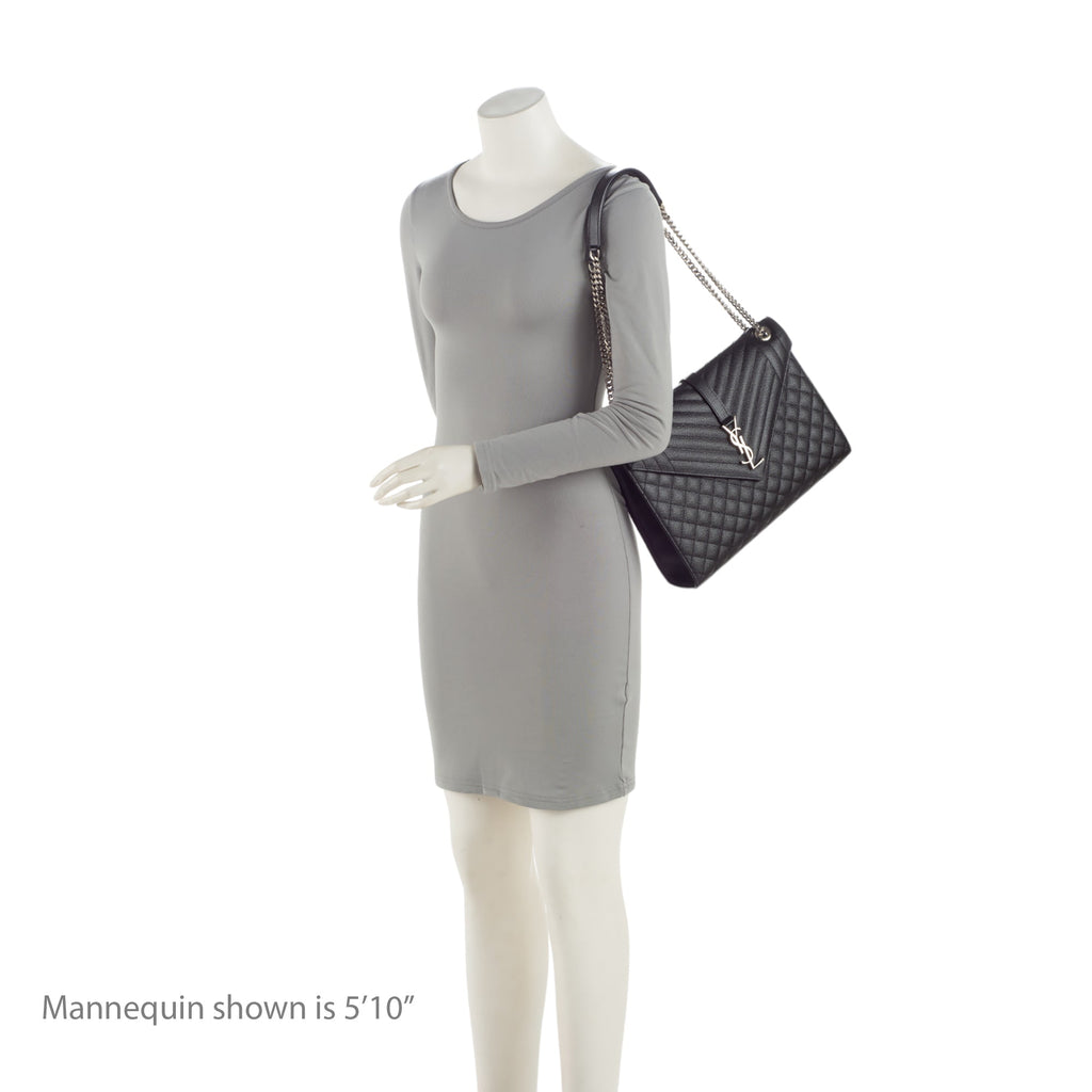 Saint Laurent Mixed Matelasse Grain de Poudre Monogram Large Envelope Bag (SHF-DrXuU1)