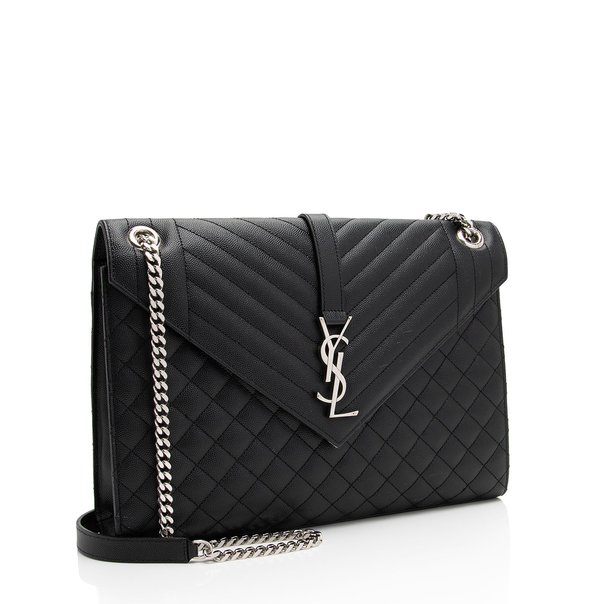 Saint Laurent Mixed Matelasse Grain de Poudre Monogram Large Envelope Bag (SHF-DrXuU1)