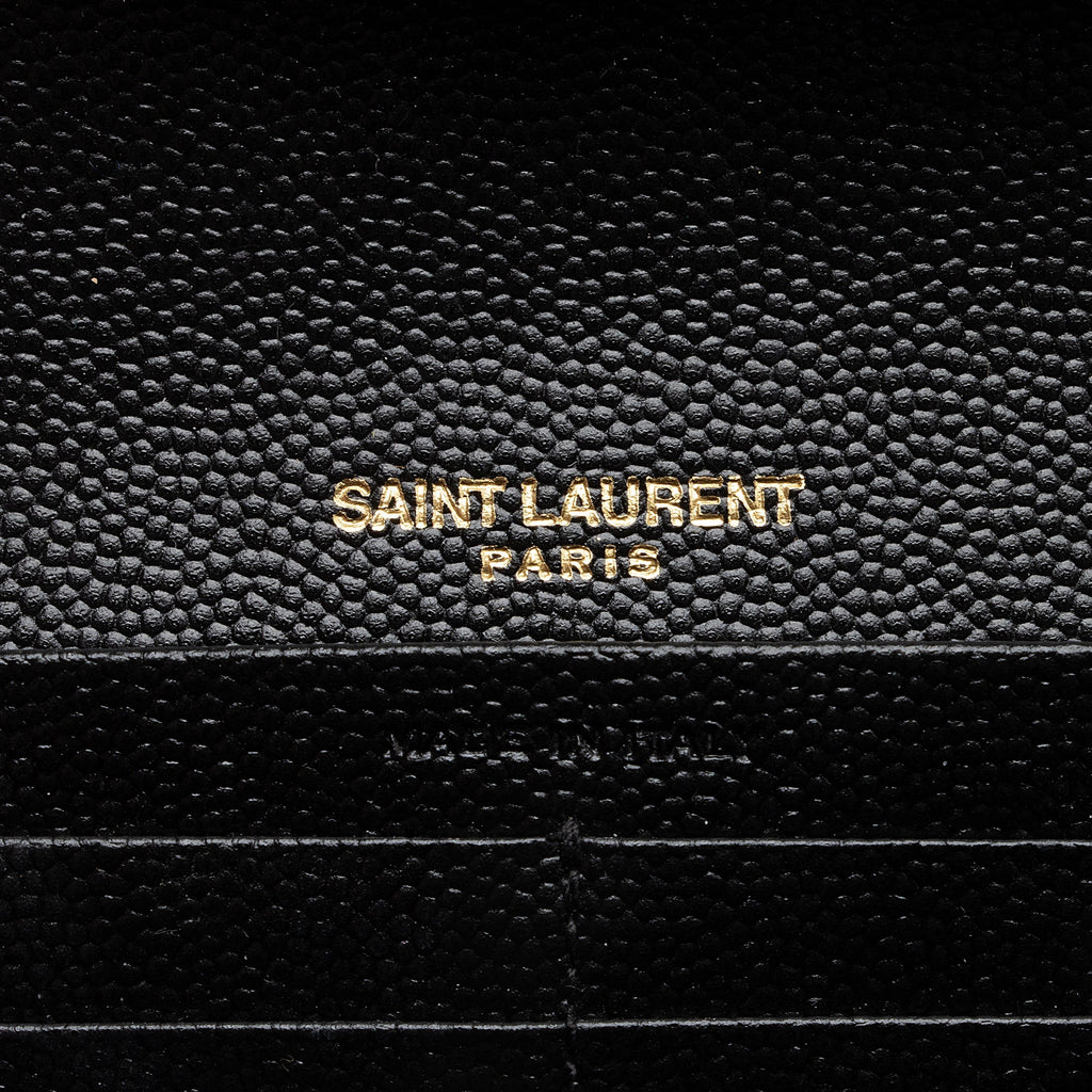 Saint Laurent Mixed Matelasse Grain de Poudre Monogram Large Envelope Wallet (SHF-22691)
