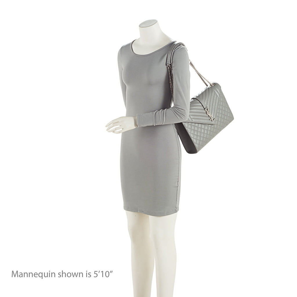 Saint Laurent Mixed Matelasse Grain de Poudre Monogram Large Envelope Bag (SHF-9oCzj0)