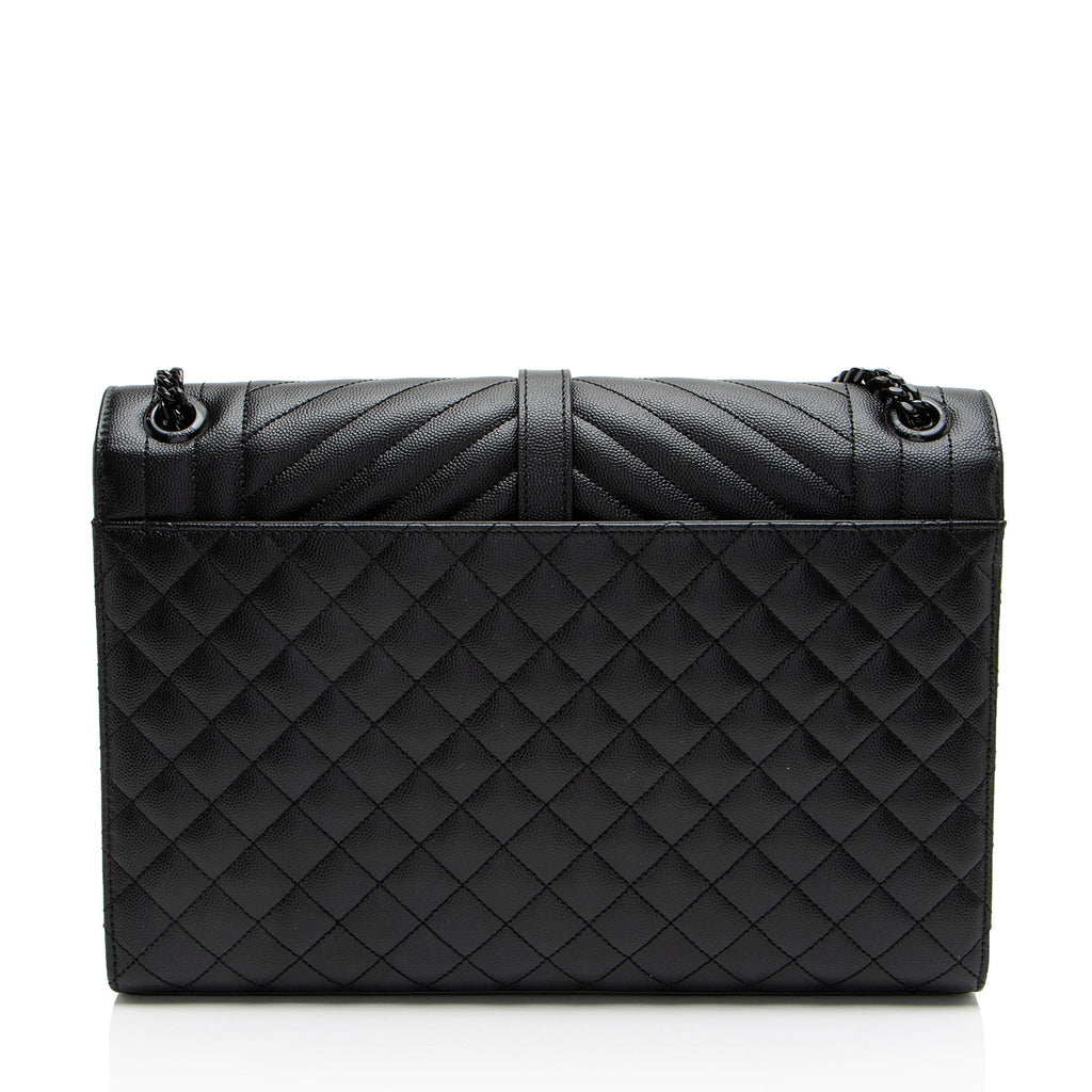 Saint Laurent Mixed Matelasse Grain de Poudre Monogram Large Shoulder Bag