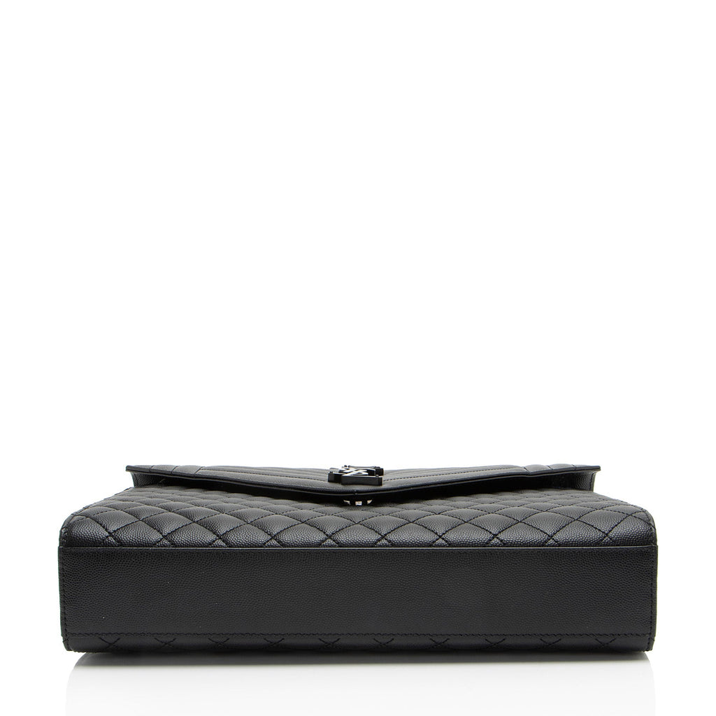 Saint Laurent Mixed Matelasse Grain de Poudre Monogram Large Shoulder Bag