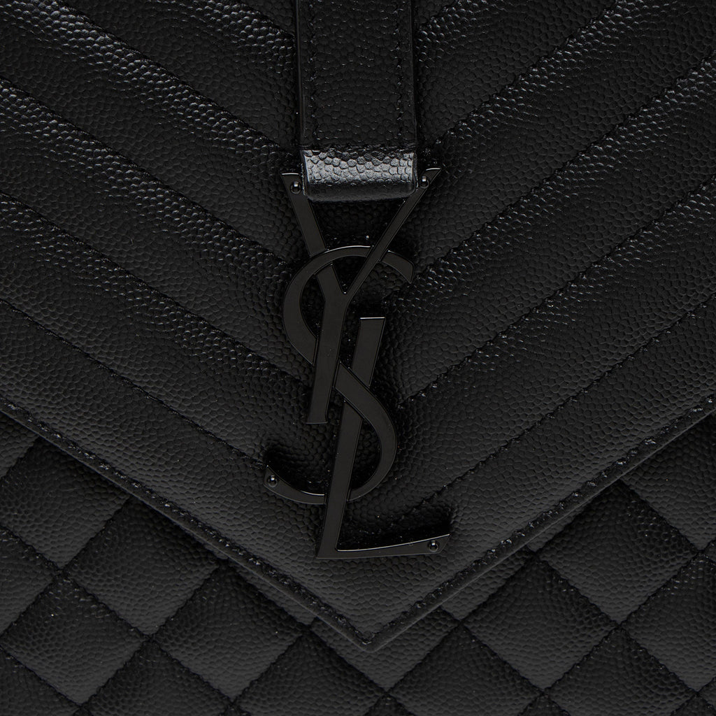 Saint Laurent Mixed Matelasse Grain de Poudre Monogram Large Shoulder Bag