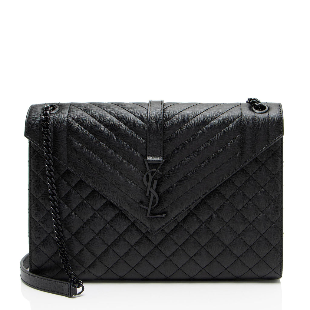 Saint Laurent Mixed Matelasse Grain de Poudre Monogram Large Shoulder Bag