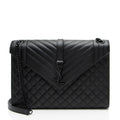 Saint Laurent Mixed Matelasse Grain de Poudre Monogram Large Shoulder Bag