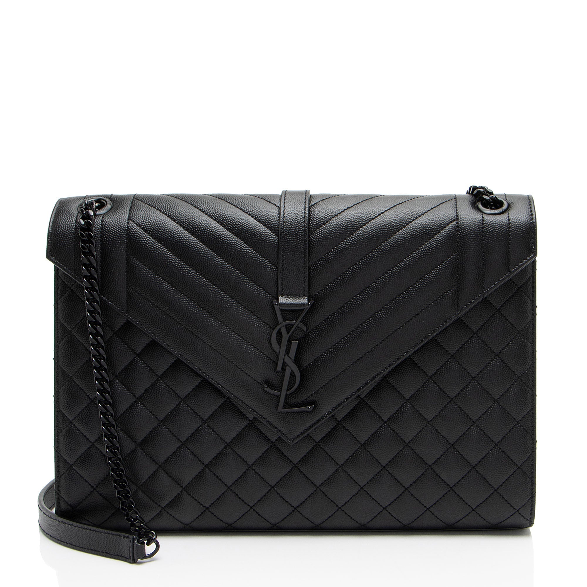 Saint Laurent Mixed Matelasse Grain de Poudre Monogram Large Shoulder Bag