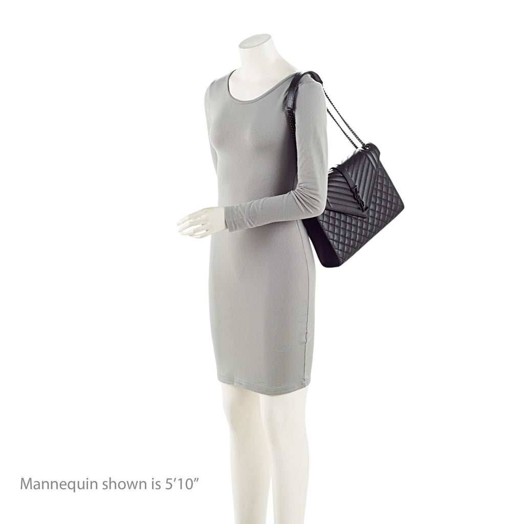 Saint Laurent Mixed Matelasse Grain de Poudre Monogram Large Shoulder Bag