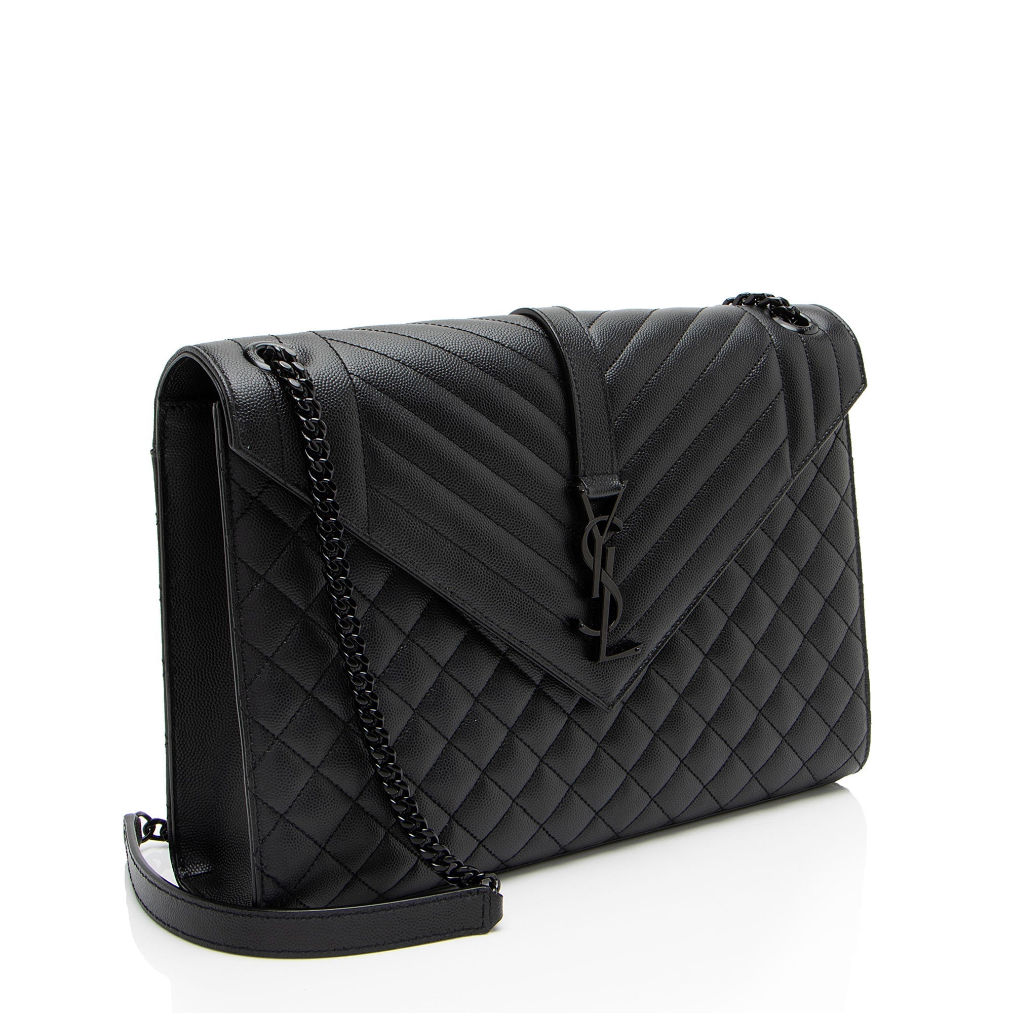 Saint Laurent Mixed Matelasse Grain de Poudre Monogram Large Shoulder Bag