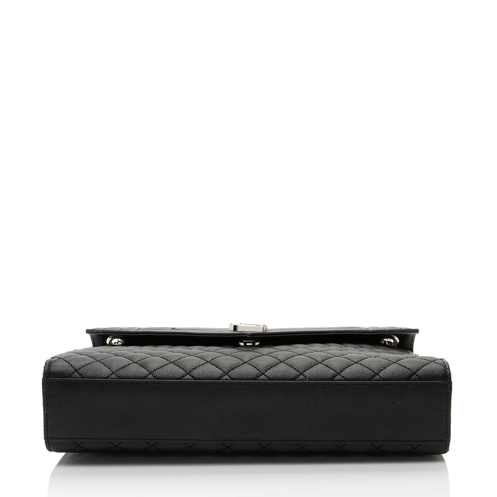 Saint Laurent Mixed Matelasse Grain de Poudre Monogram Large Shoulder Bag