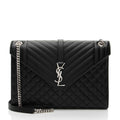 Saint Laurent Mixed Matelasse Grain de Poudre Monogram Large Shoulder Bag