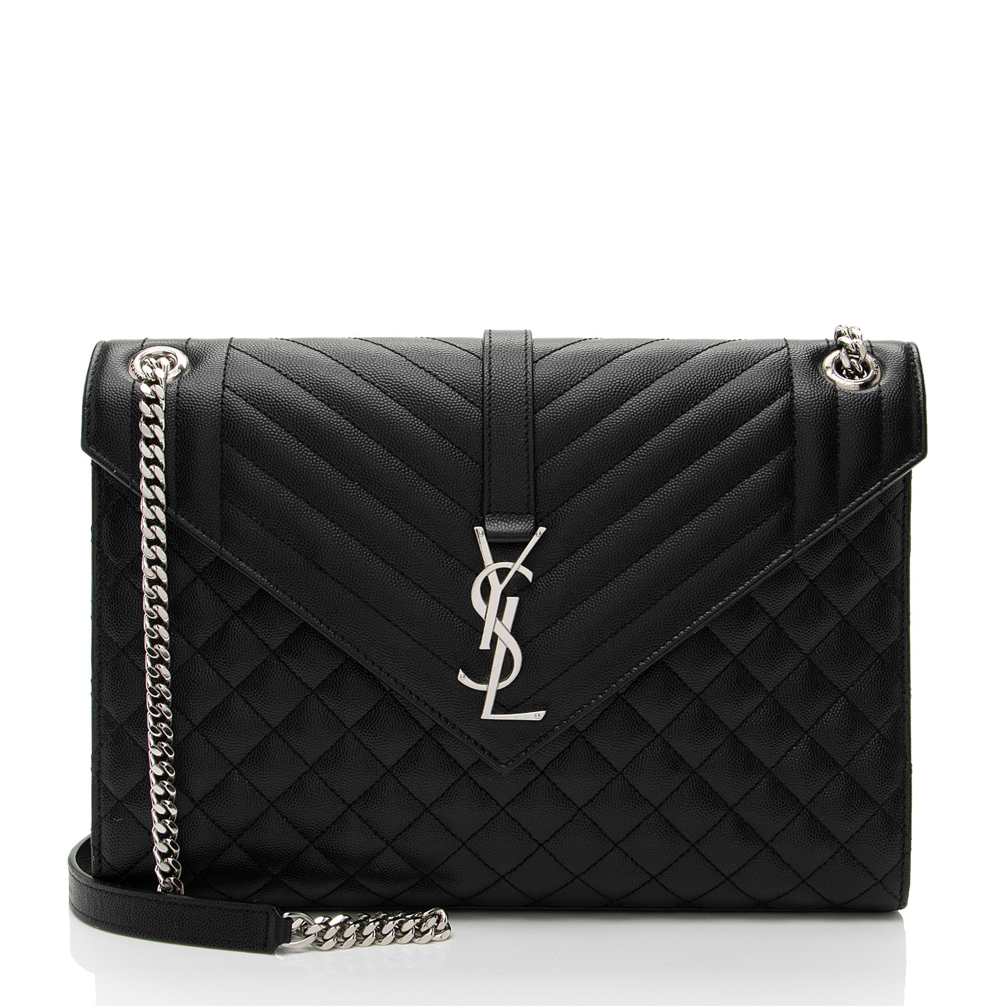 Saint Laurent Mixed Matelasse Grain de Poudre Monogram Large Shoulder Bag