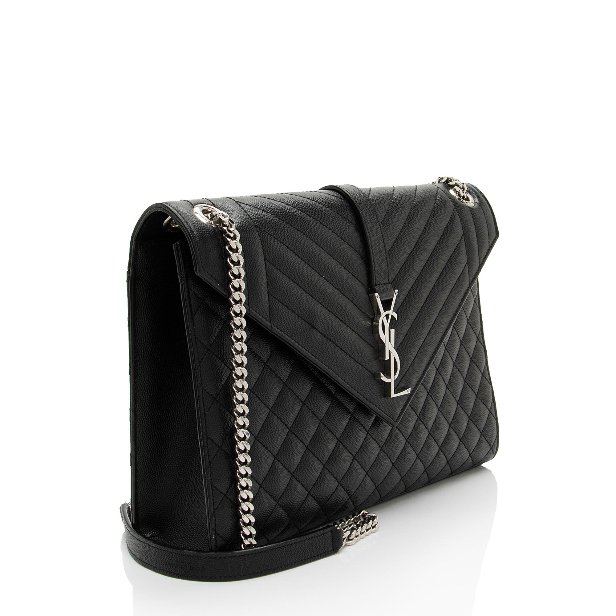 Saint Laurent Mixed Matelasse Grain de Poudre Monogram Large Shoulder Bag