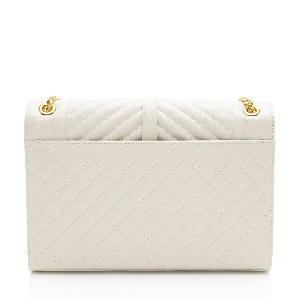 Saint Laurent Mixed Matelasse Grain de Poudre Monogram Large Shoulder Bag