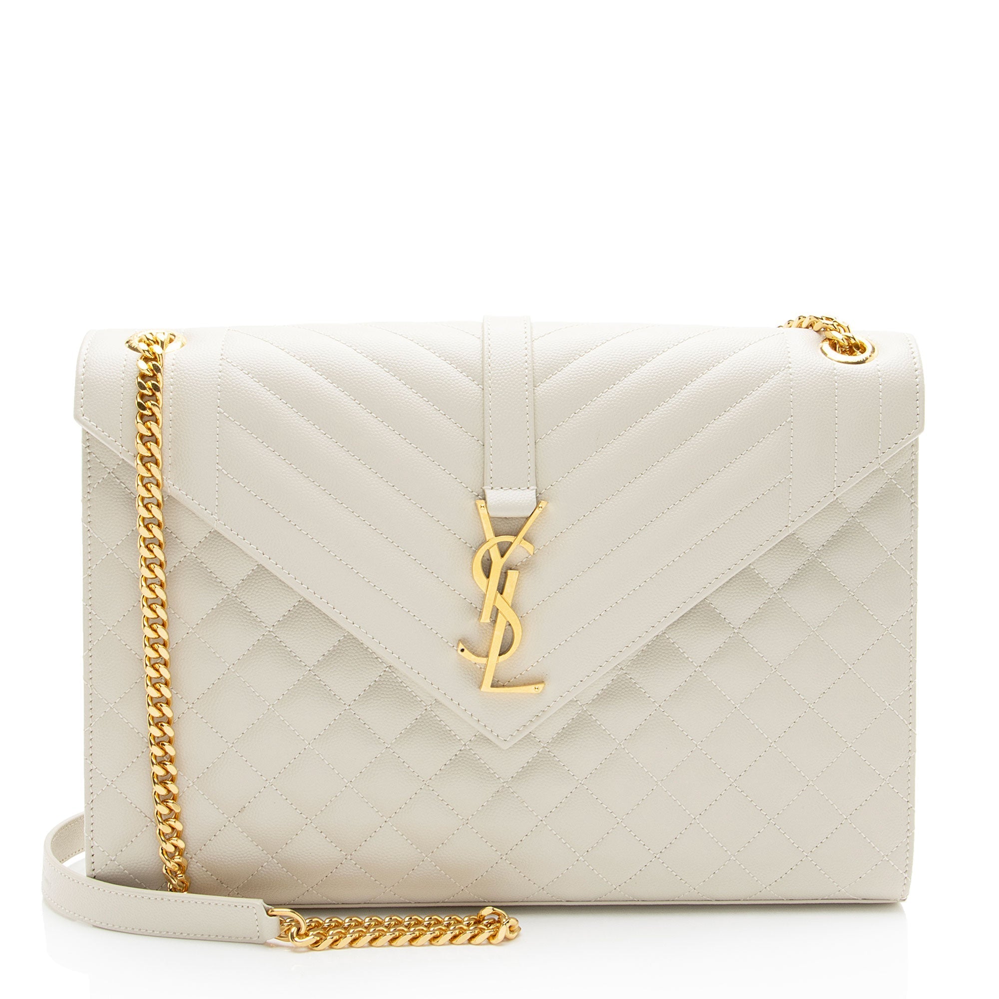 Saint Laurent Mixed Matelasse Grain de Poudre Monogram Large Shoulder Bag