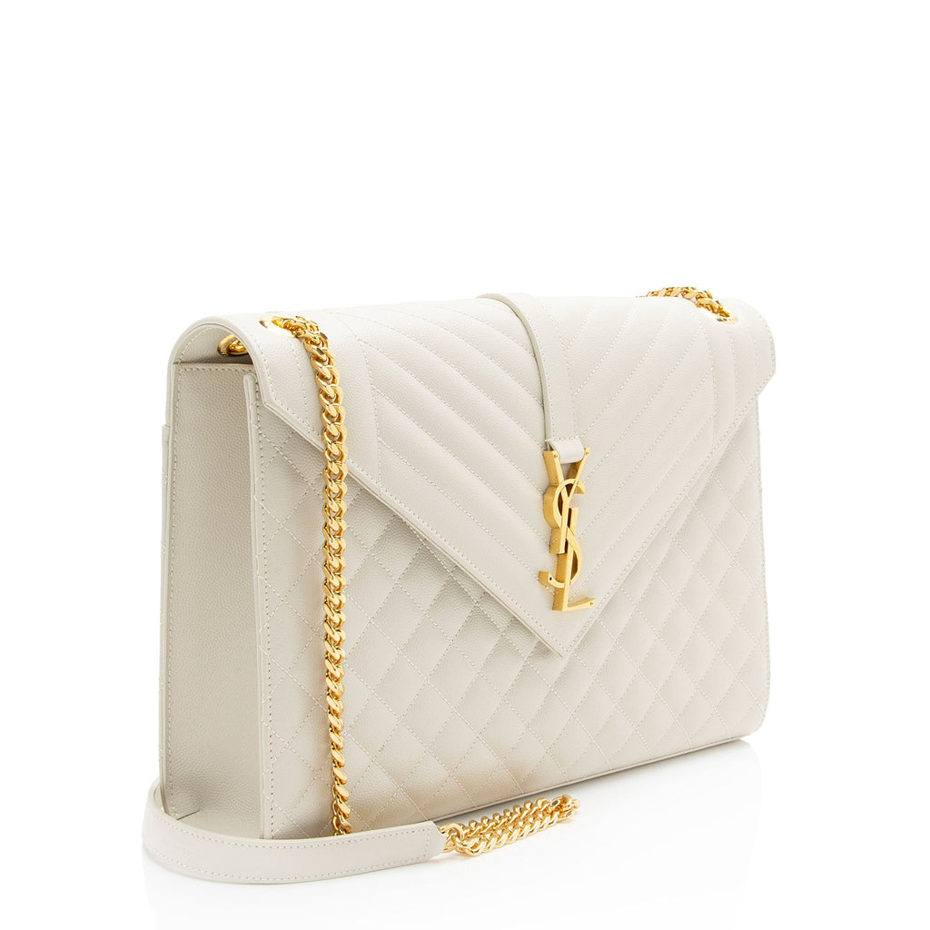 Saint Laurent Mixed Matelasse Grain de Poudre Monogram Large Shoulder Bag