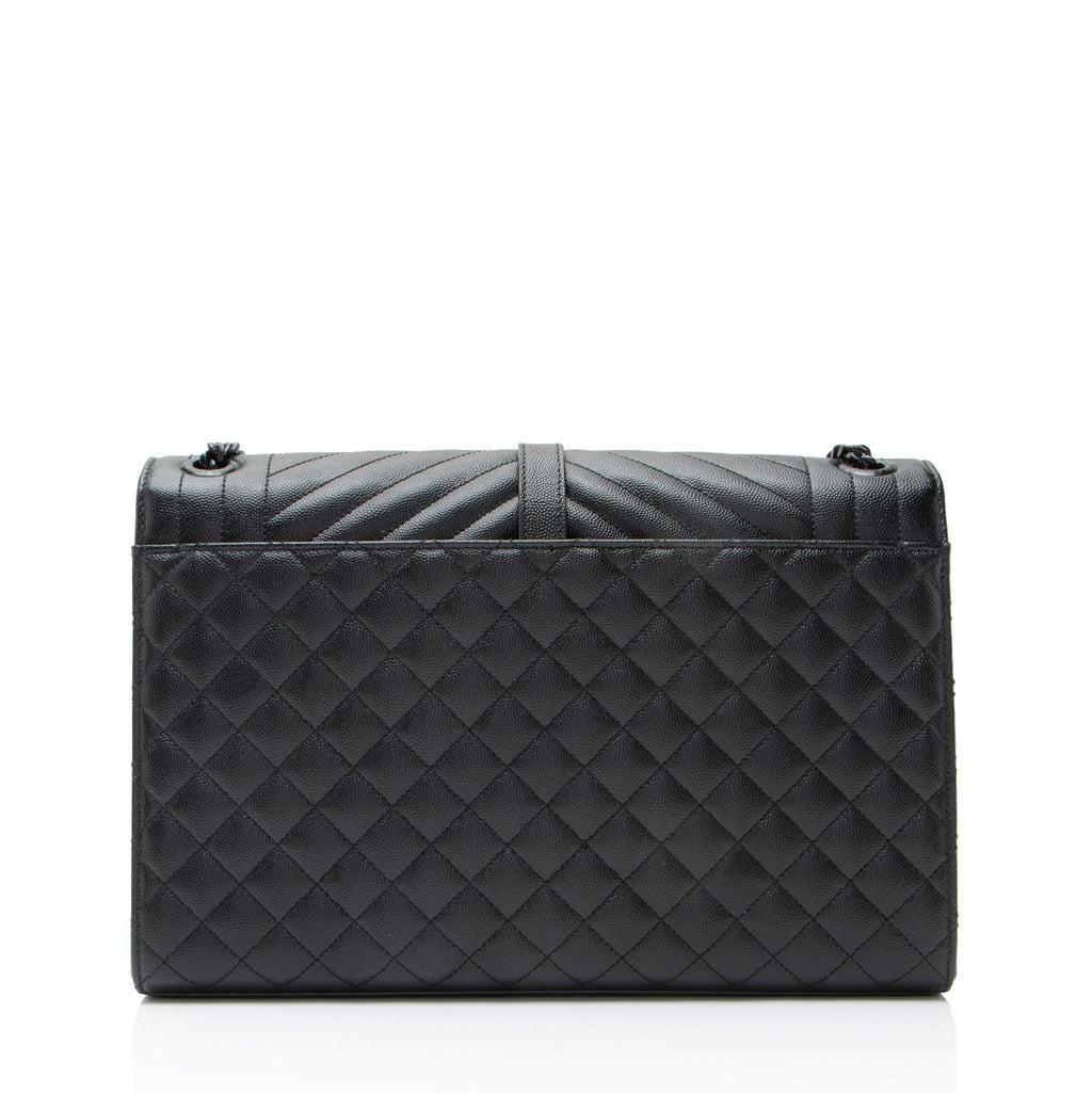 Saint Laurent Mixed Matelasse Grain de Poudre Monogram Large Shoulder Bag