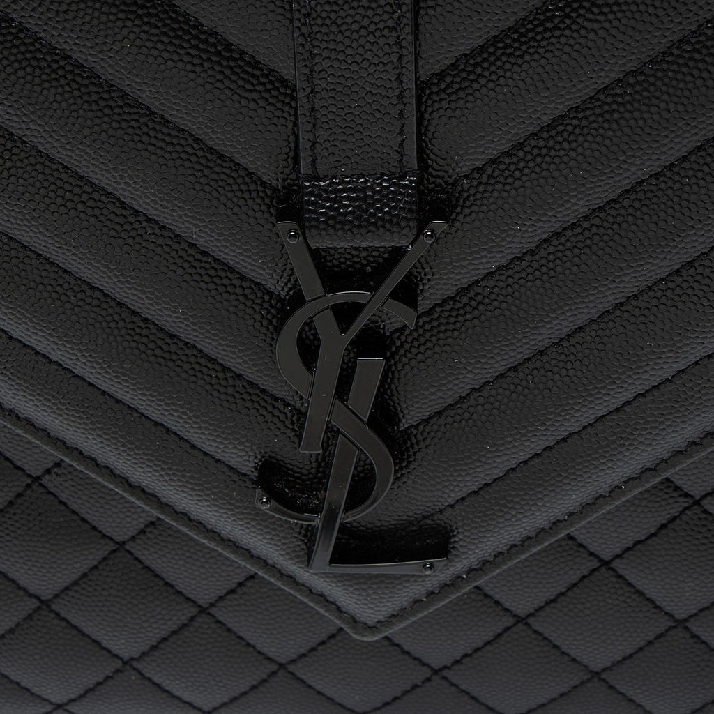 Saint Laurent Mixed Matelasse Grain de Poudre Monogram Large Shoulder Bag