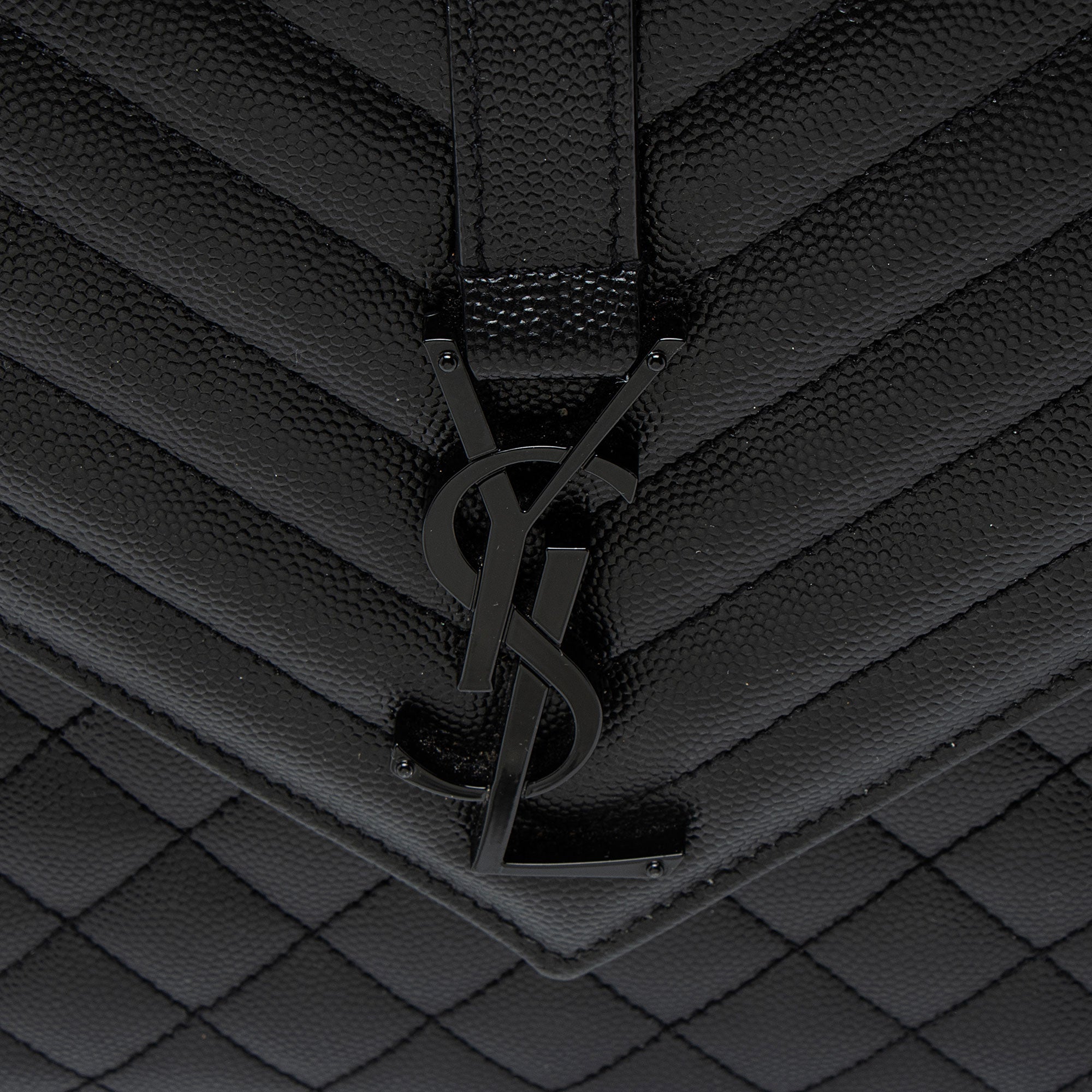 Saint Laurent Mixed Matelasse Grain de Poudre Monogram Large Shoulder Bag