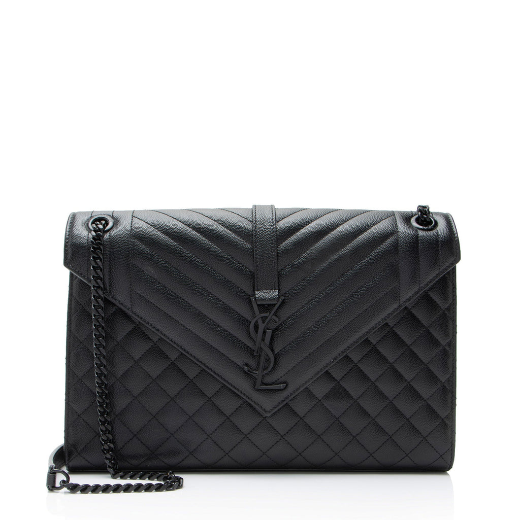 Saint Laurent Mixed Matelasse Grain de Poudre Monogram Large Shoulder Bag