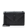 Saint Laurent Mixed Matelasse Grain de Poudre Monogram Large Shoulder Bag