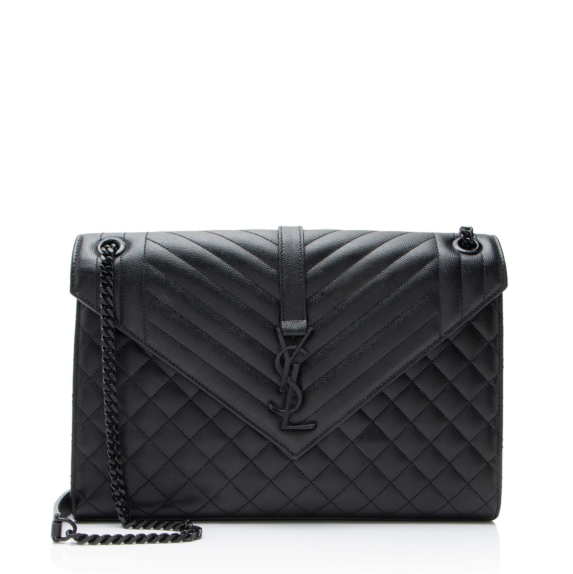 Saint Laurent Mixed Matelasse Grain de Poudre Monogram Large Shoulder Bag