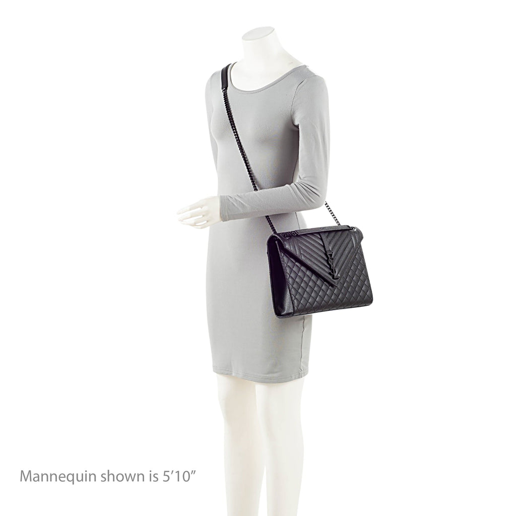 Saint Laurent Mixed Matelasse Grain de Poudre Monogram Large Shoulder Bag