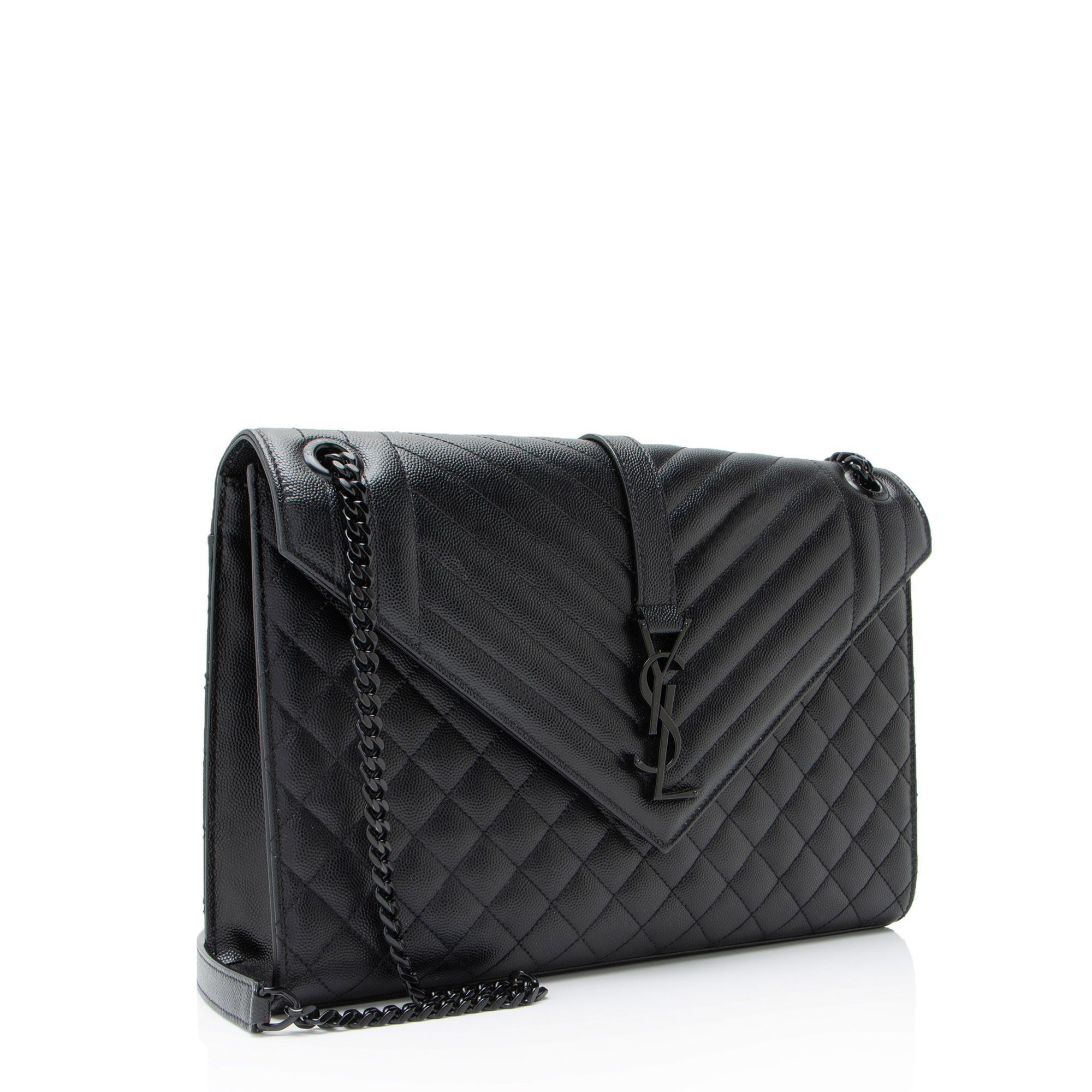 Saint Laurent Mixed Matelasse Grain de Poudre Monogram Large Shoulder Bag