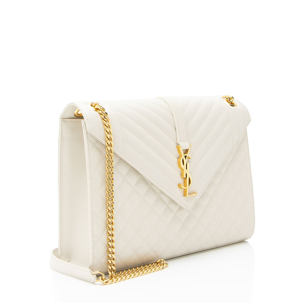 Saint Laurent Mixed Matelasse Grain de Poudre Monogram Large Shoulder Bag