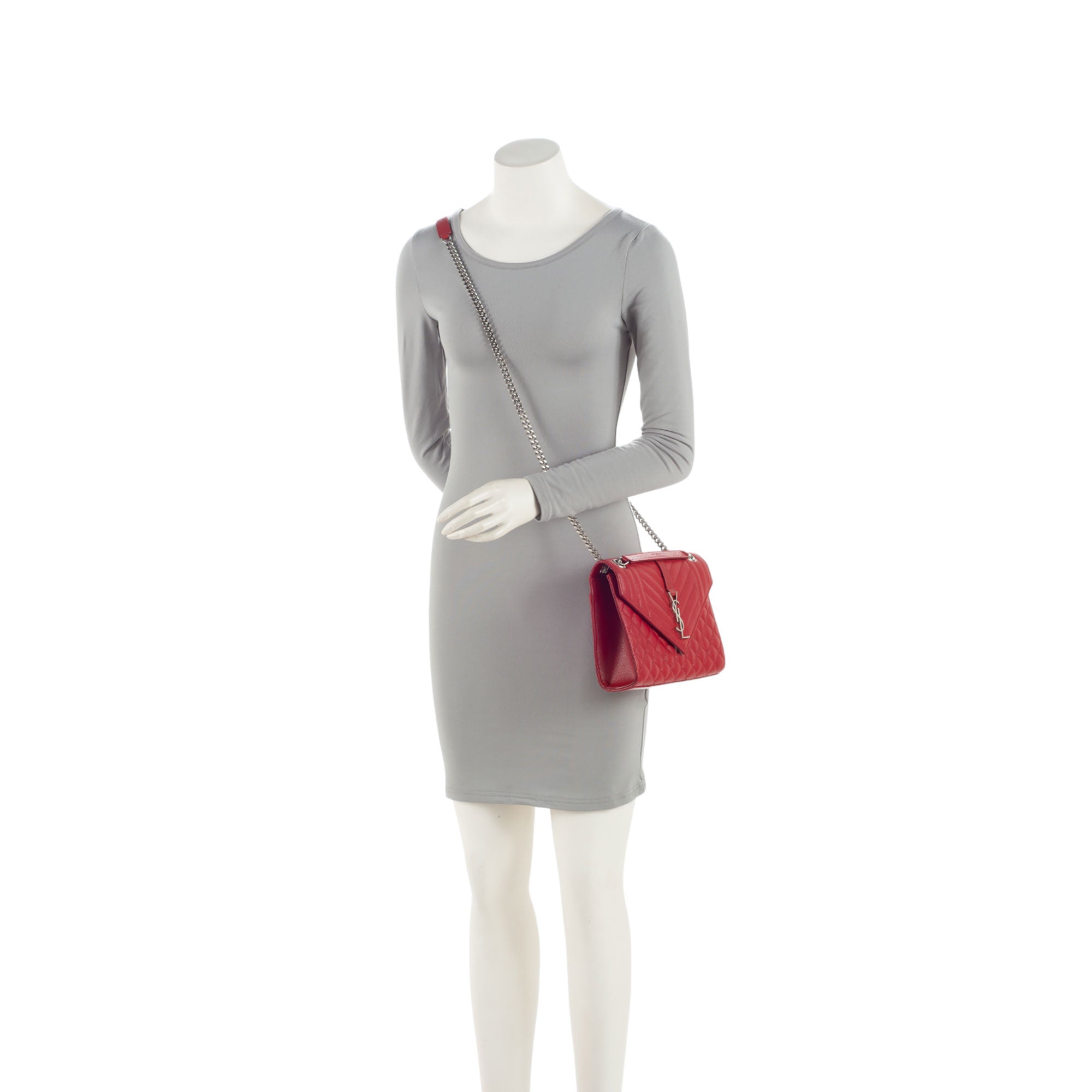 Saint Laurent Mixed Matelasse Grain de Poudre Monogram Medium Shoulder Bag (SHF-2Ox16z)
