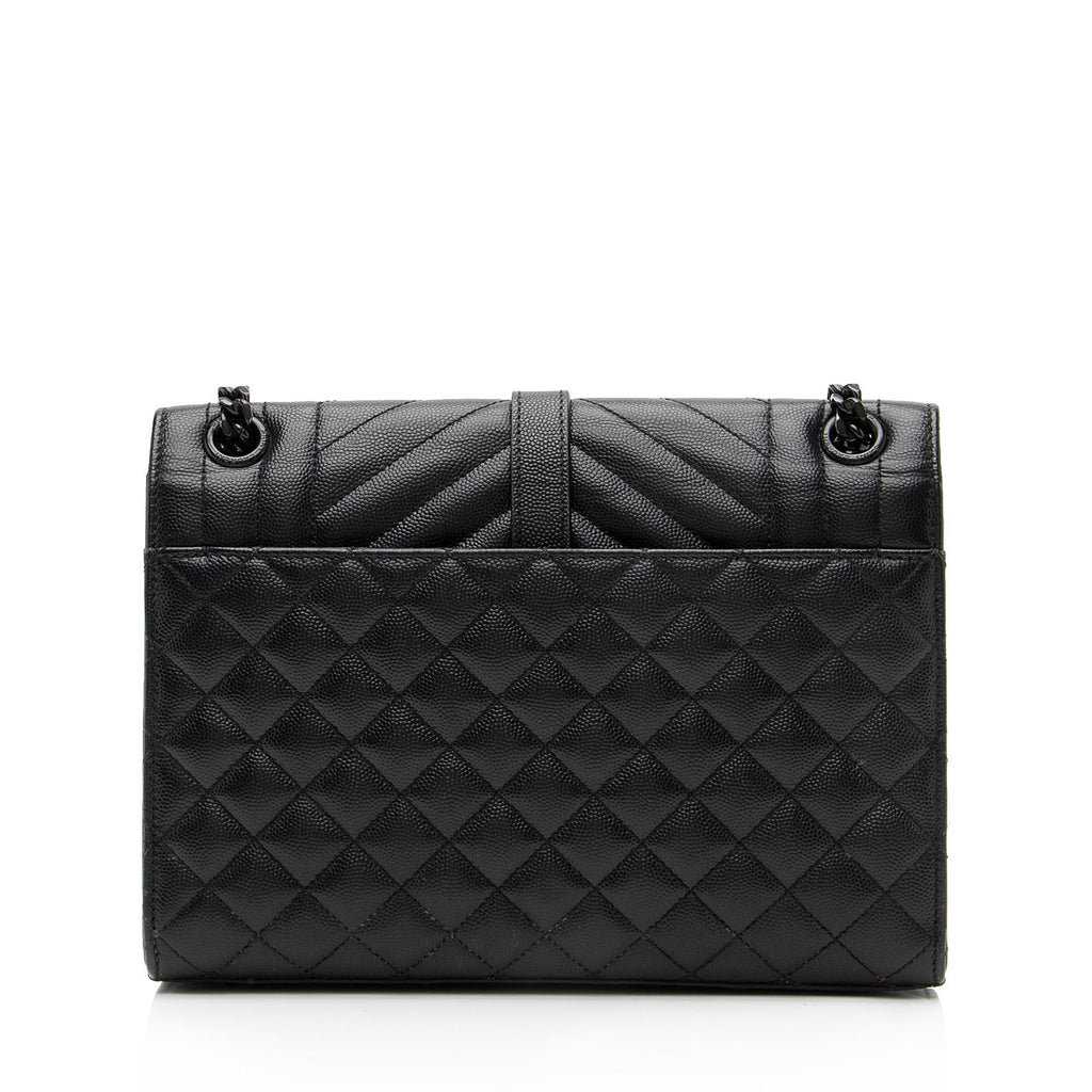 Saint Laurent Mixed Matelasse Grain de Poudre Monogram Medium Shoulder Bag (SHF-23369)