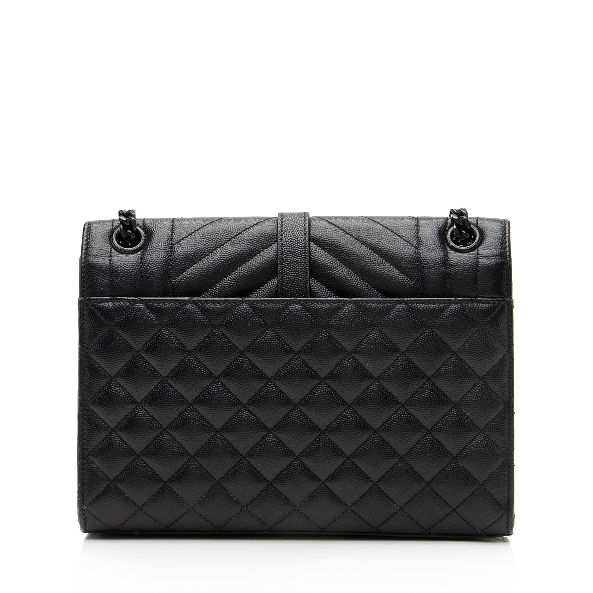 Saint Laurent Mixed Matelasse Grain de Poudre Monogram Medium Shoulder Bag (SHF-23369)
