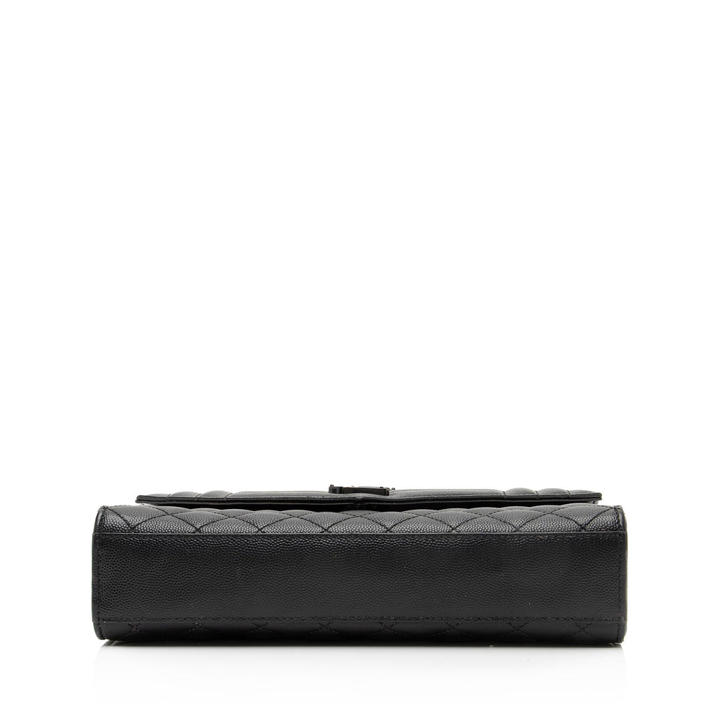 Saint Laurent Mixed Matelasse Grain de Poudre Monogram Medium Shoulder Bag (SHF-23369)
