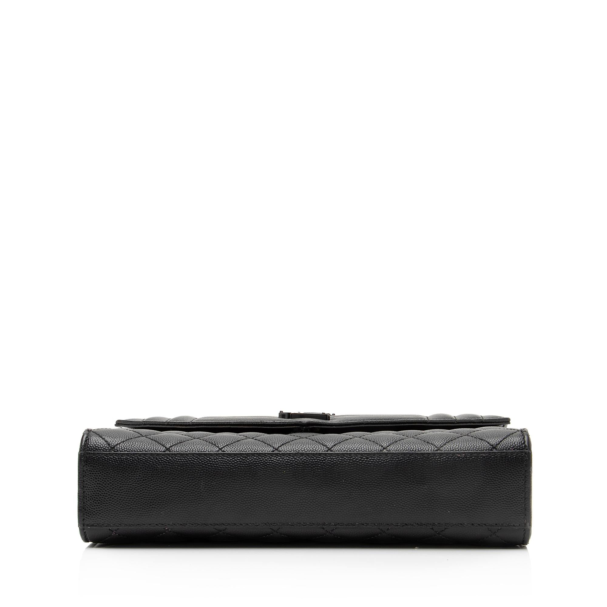 Saint Laurent Mixed Matelasse Grain de Poudre Monogram Medium Shoulder Bag (SHF-23369)