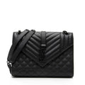 Saint Laurent Mixed Matelasse Grain de Poudre Monogram Medium Shoulder Bag (SHF-23369)