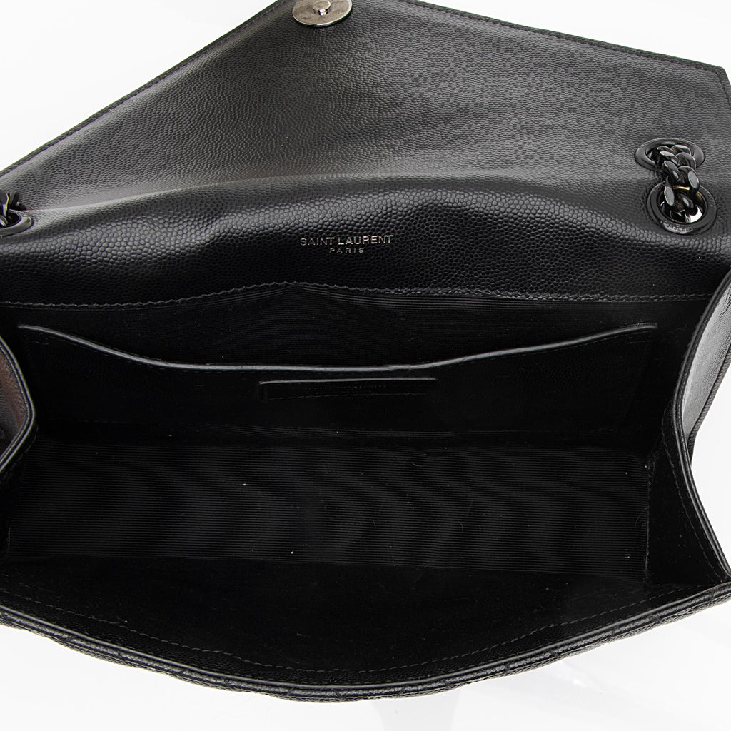 Saint Laurent Mixed Matelasse Grain de Poudre Monogram Medium Shoulder Bag (SHF-23369)