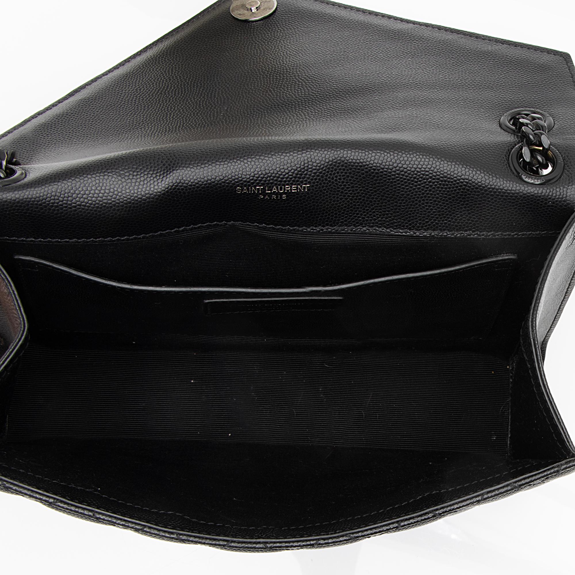 Saint Laurent Mixed Matelasse Grain de Poudre Monogram Medium Shoulder Bag (SHF-23369)
