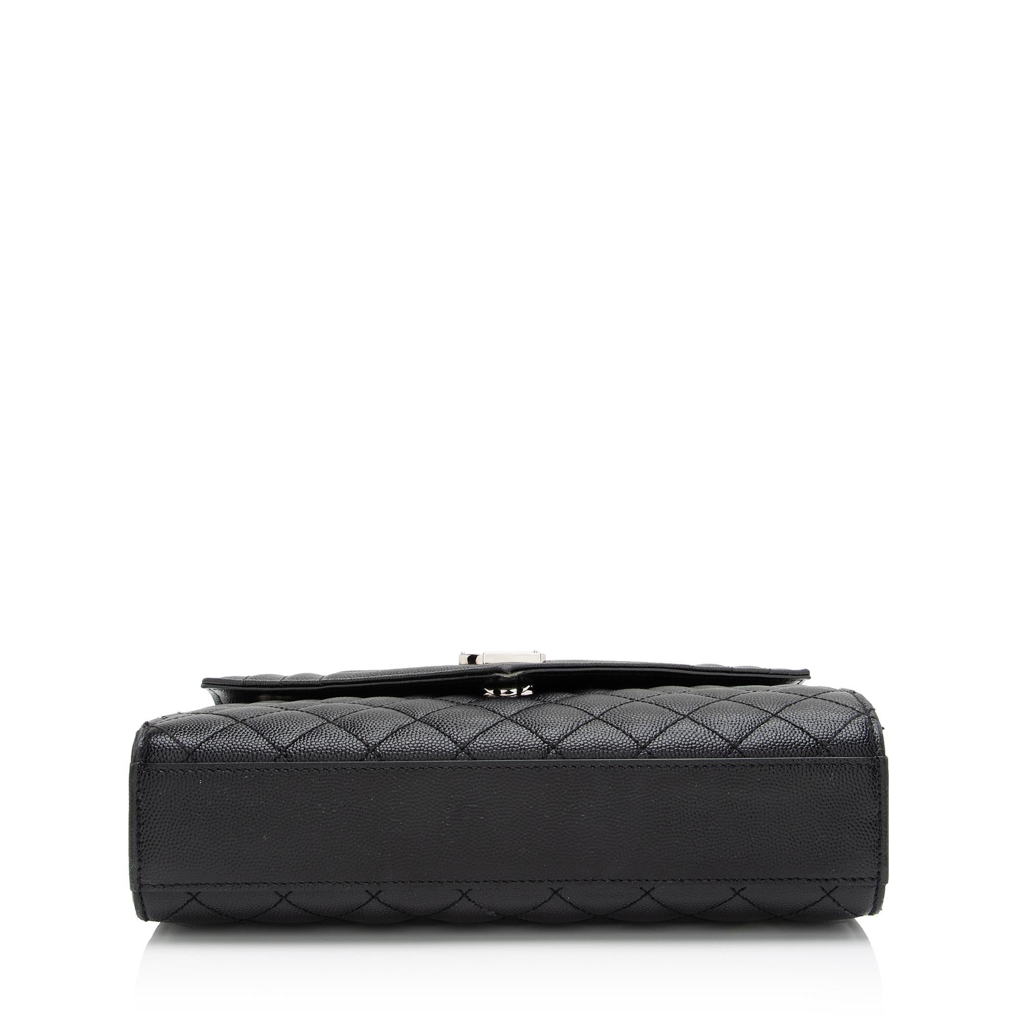 Saint Laurent Mixed Matelasse Grain de Poudre Monogram Medium Shoulder Bag (SHF-xBAr0v)