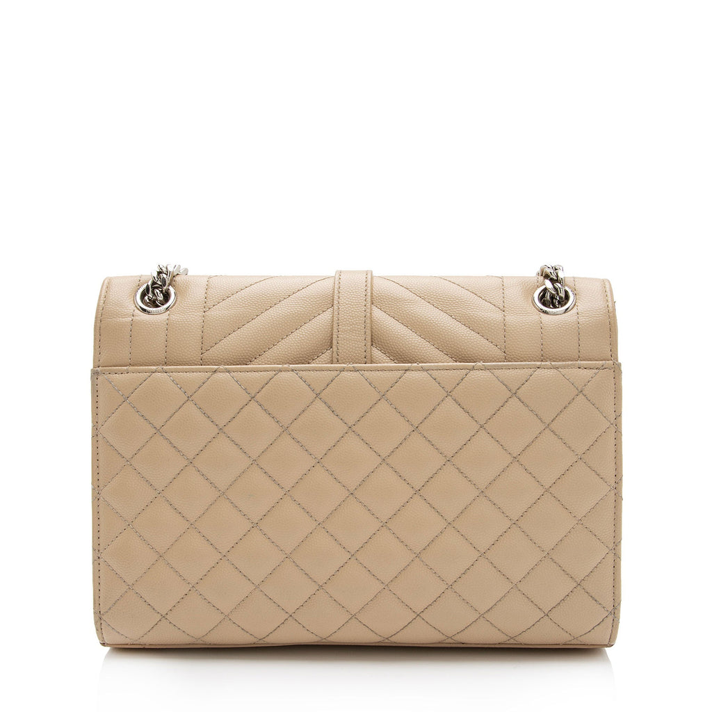 Saint Laurent Mixed Matelasse Grain de Poudre Monogram Medium Shoulder Bag (SHF-AvP2UF)