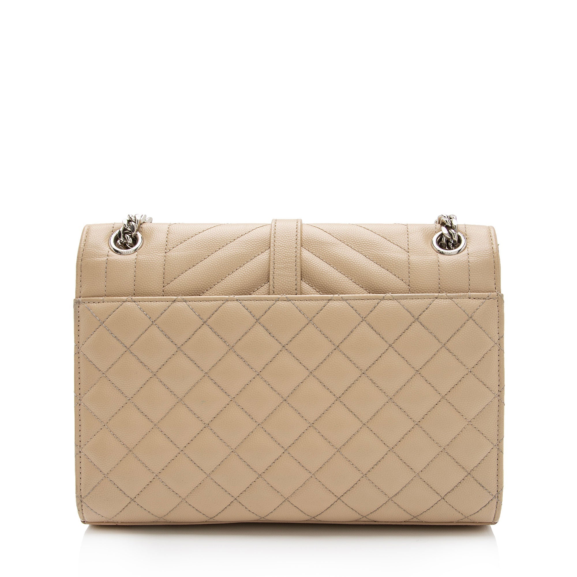 Saint Laurent Mixed Matelasse Grain de Poudre Monogram Medium Shoulder Bag (SHF-AvP2UF)