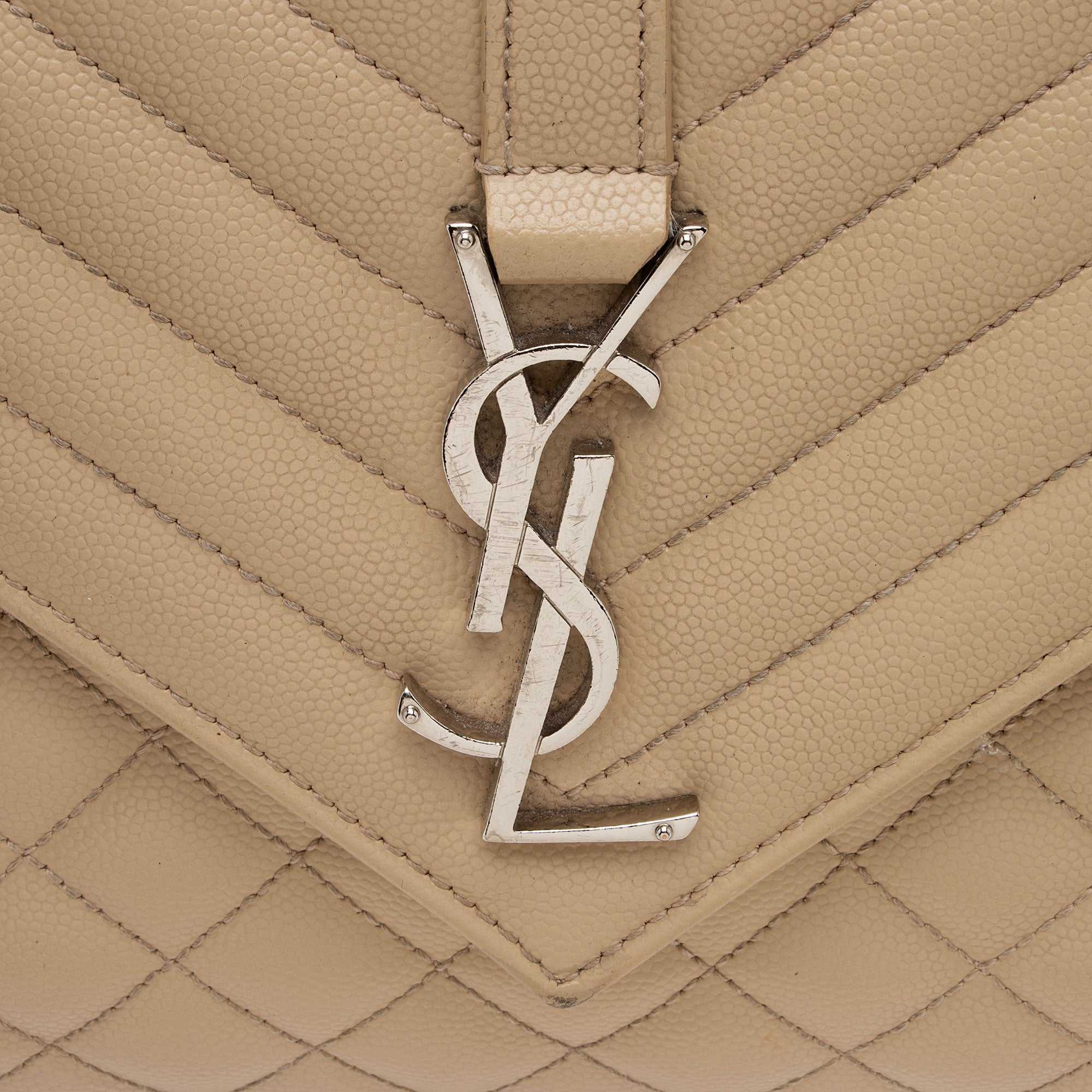 Saint Laurent Mixed Matelasse Grain de Poudre Monogram Medium Shoulder Bag (SHF-AvP2UF)