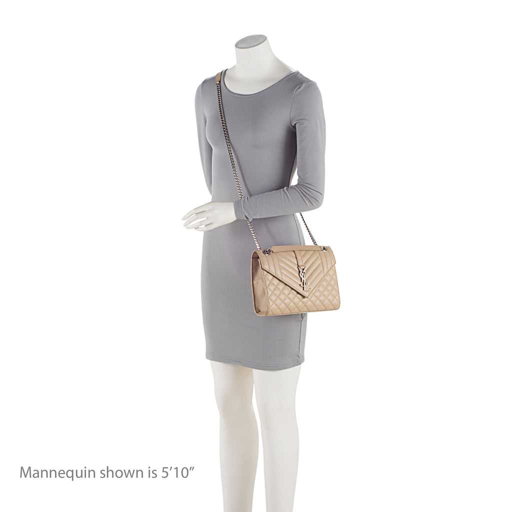 Saint Laurent Mixed Matelasse Grain de Poudre Monogram Medium Shoulder Bag (SHF-AvP2UF)
