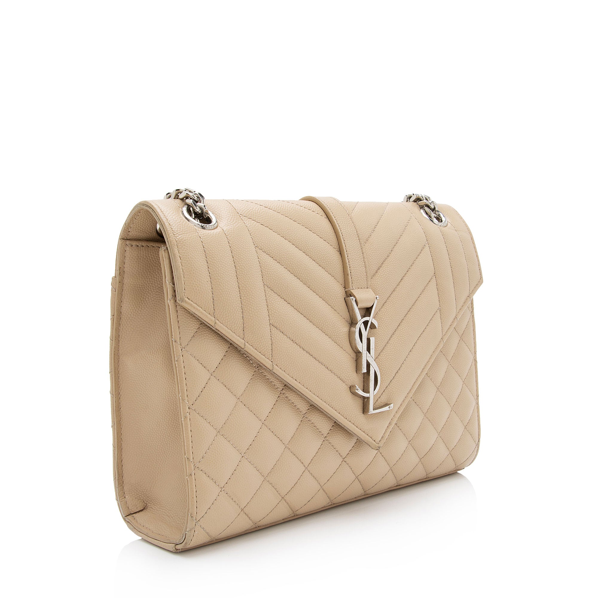 Saint Laurent Mixed Matelasse Grain de Poudre Monogram Medium Shoulder Bag (SHF-AvP2UF)