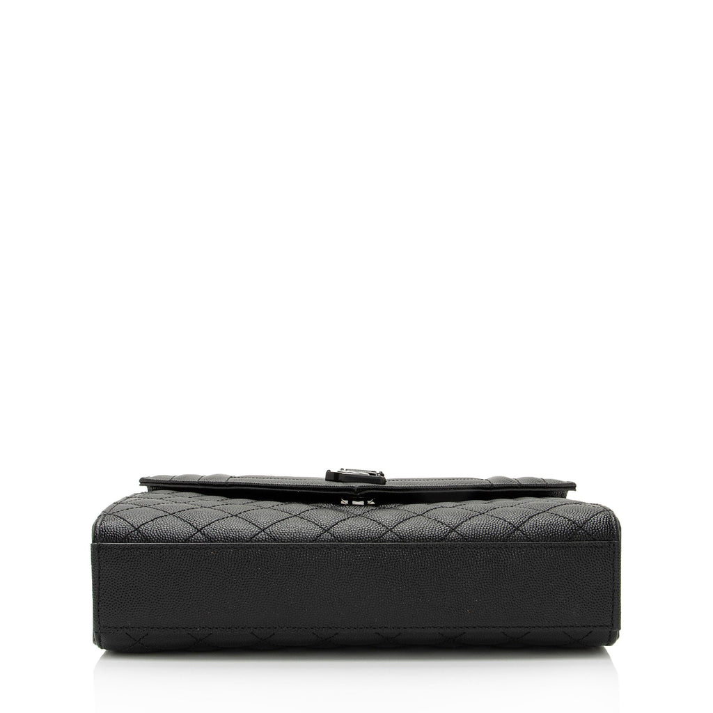 Saint Laurent Mixed Matelasse Grain de Poudre Monogram Medium Shoulder Bag (SHF-nFM7Cy)